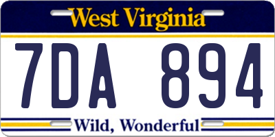 WV license plate 7DA894
