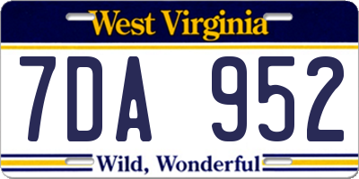 WV license plate 7DA952