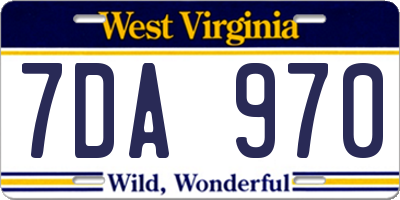 WV license plate 7DA970