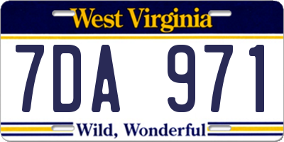 WV license plate 7DA971