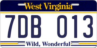 WV license plate 7DB013