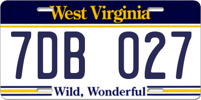 WV license plate 7DB027