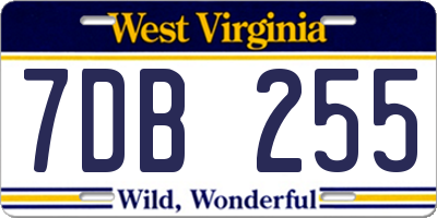 WV license plate 7DB255