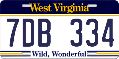 WV license plate 7DB334