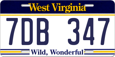 WV license plate 7DB347