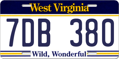 WV license plate 7DB380