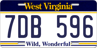 WV license plate 7DB596