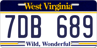 WV license plate 7DB689