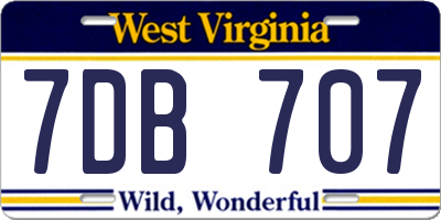 WV license plate 7DB707