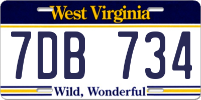 WV license plate 7DB734