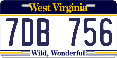 WV license plate 7DB756
