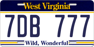 WV license plate 7DB777