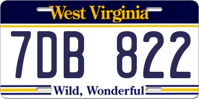 WV license plate 7DB822