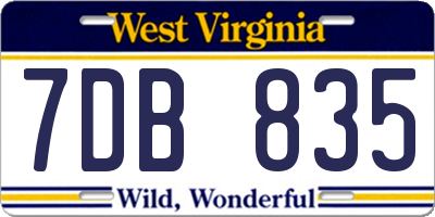 WV license plate 7DB835