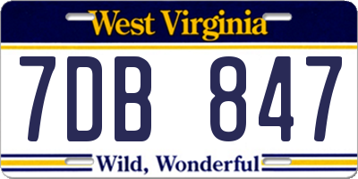WV license plate 7DB847