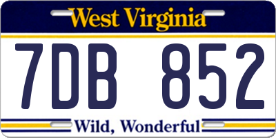 WV license plate 7DB852