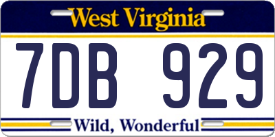 WV license plate 7DB929