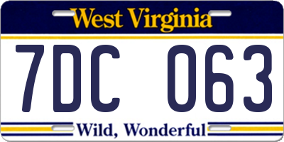 WV license plate 7DC063