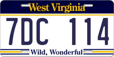 WV license plate 7DC114