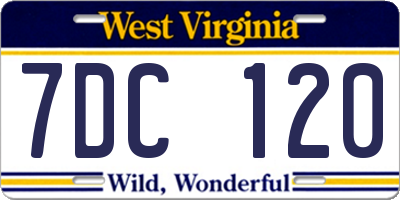 WV license plate 7DC120