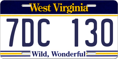 WV license plate 7DC130