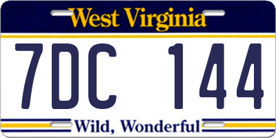 WV license plate 7DC144