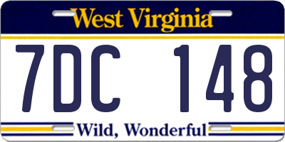 WV license plate 7DC148