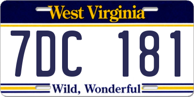 WV license plate 7DC181