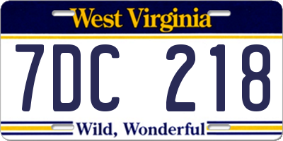 WV license plate 7DC218