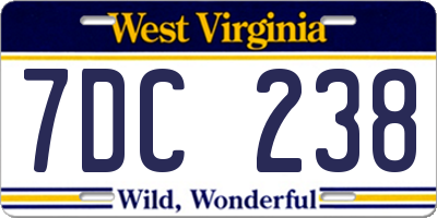 WV license plate 7DC238