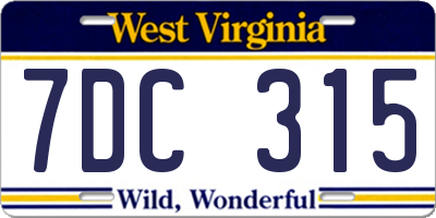 WV license plate 7DC315