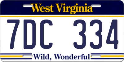 WV license plate 7DC334