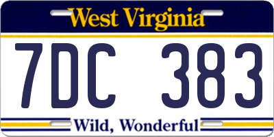 WV license plate 7DC383