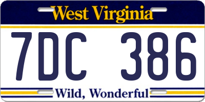 WV license plate 7DC386