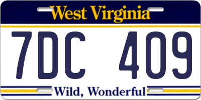 WV license plate 7DC409