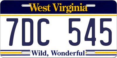 WV license plate 7DC545