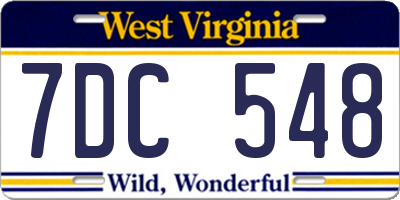 WV license plate 7DC548