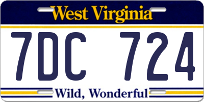 WV license plate 7DC724