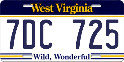WV license plate 7DC725