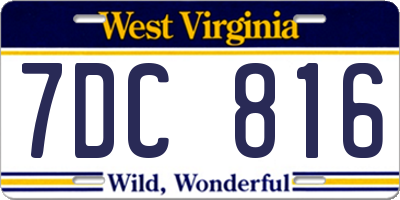 WV license plate 7DC816