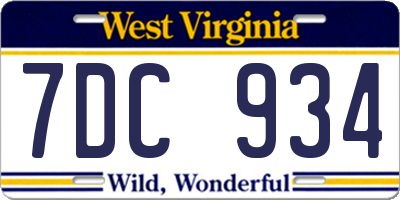 WV license plate 7DC934
