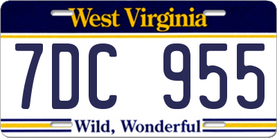 WV license plate 7DC955