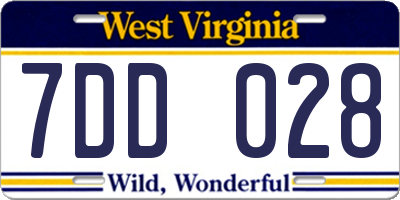 WV license plate 7DD028