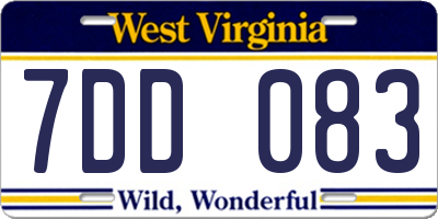 WV license plate 7DD083