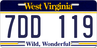 WV license plate 7DD119