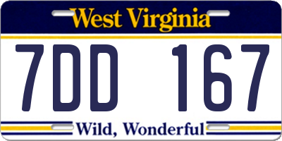 WV license plate 7DD167