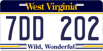 WV license plate 7DD202
