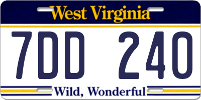 WV license plate 7DD240