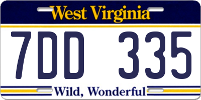 WV license plate 7DD335