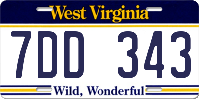 WV license plate 7DD343
